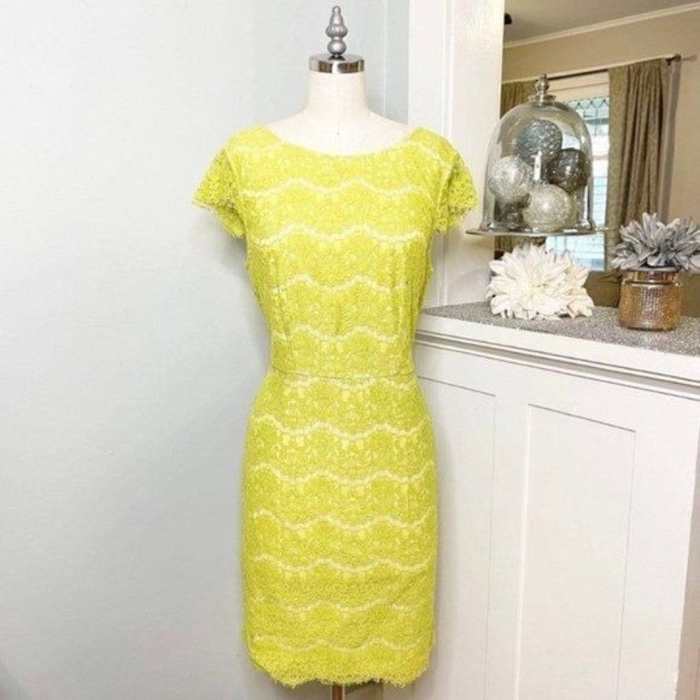 Lulu's Darling Marissa Lace Sheath Dress Lime Green View 5